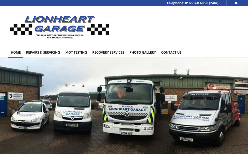 Lionheart Garage Website by Crg1 Web Design