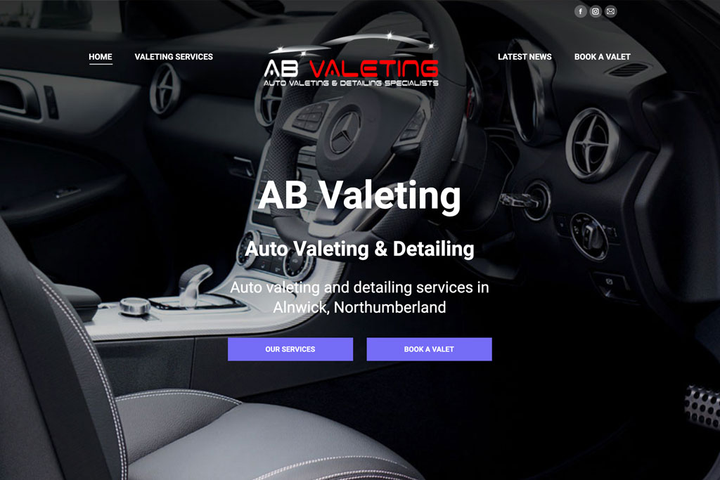 AB Valeting Website by Crg1 Web Design