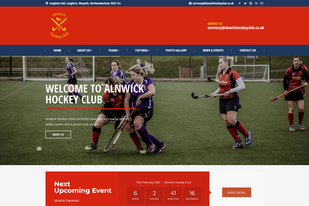 Alnwick Hockey Club Website by Crg1 Web Design