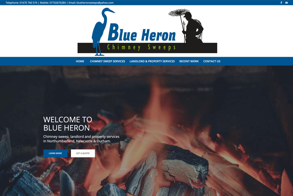 Blue Heron Chimney Sweeps Website by Crg1 Web Design