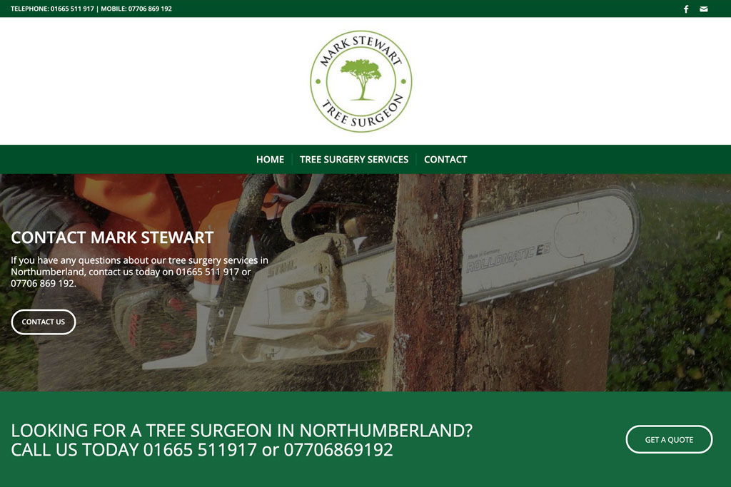 Mark Stewart Tree Surgeon Website by Crg1 Web Design