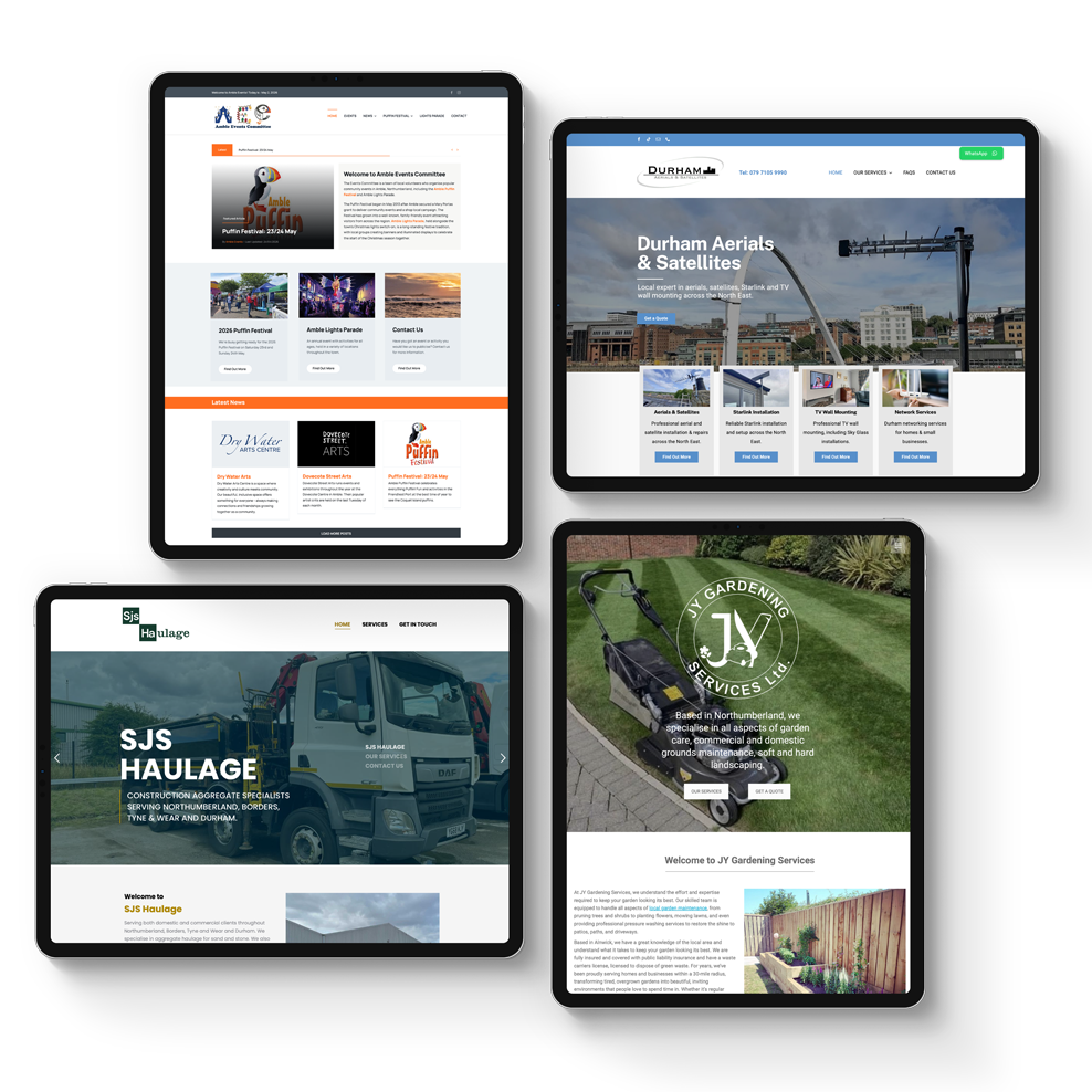 Website design services in Northumberland, Newcastle and North East England